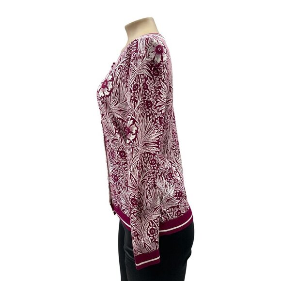 NWT Talbots Petite Red Cardigan Sweater Floral Long Sleeve Button-Front Women PM - Picture 7 of 12